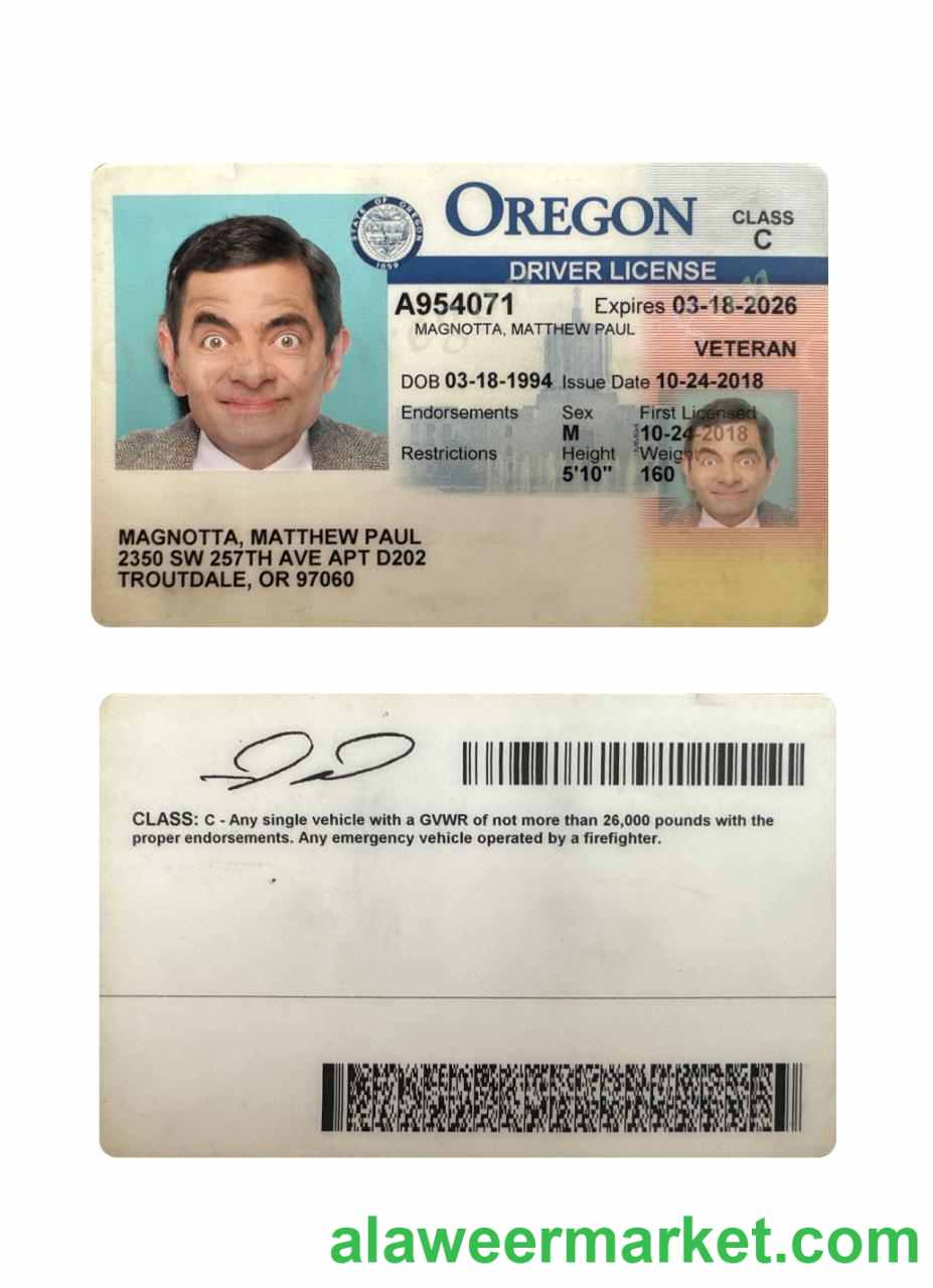 USA Oregon driving license 2018-present